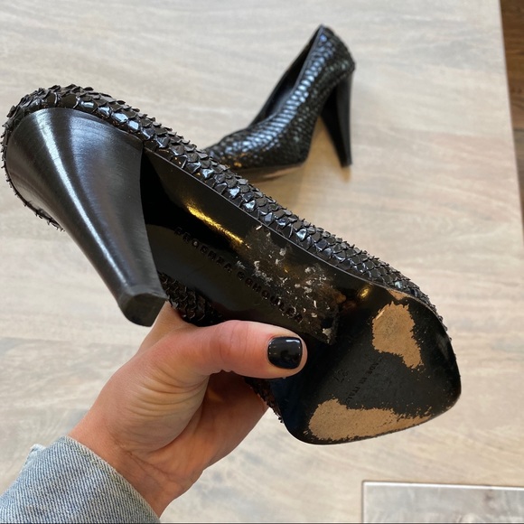Proenza Schouler snakeskin black pumps heels 37 7 - Picture 4 of 8